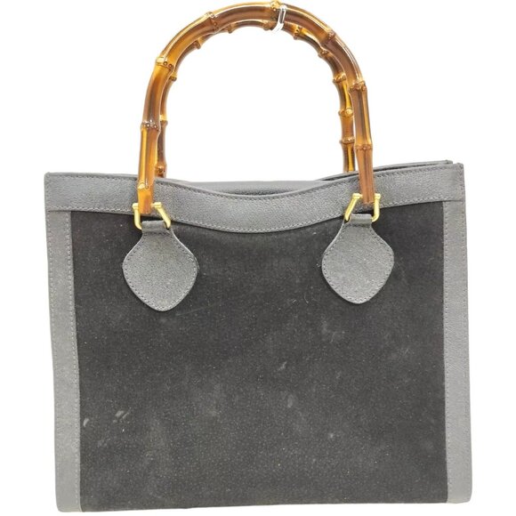 Gucci Handbags - 492227BK (L3) Gucci Hand Bag Bamboo Black Suede Leather